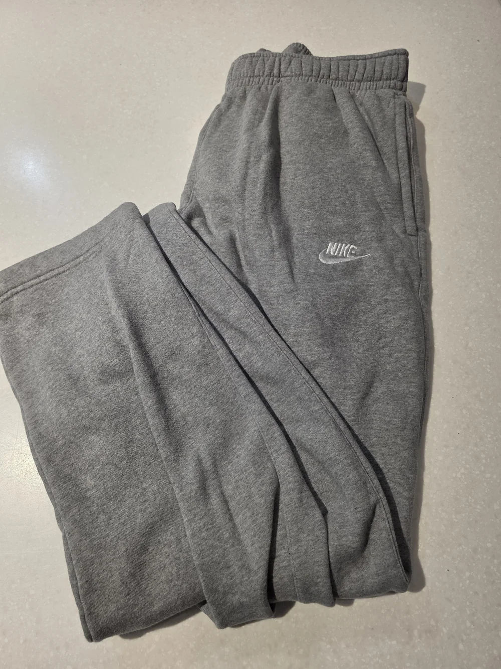 Nike Grey Fleece Sweatpants with Embroidered Swoosh